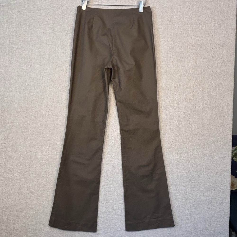 Boston Proper Women Brown Flare Leg Stretch Cotton Trousers Size 2 Olive Drab - Picture 2 of 9